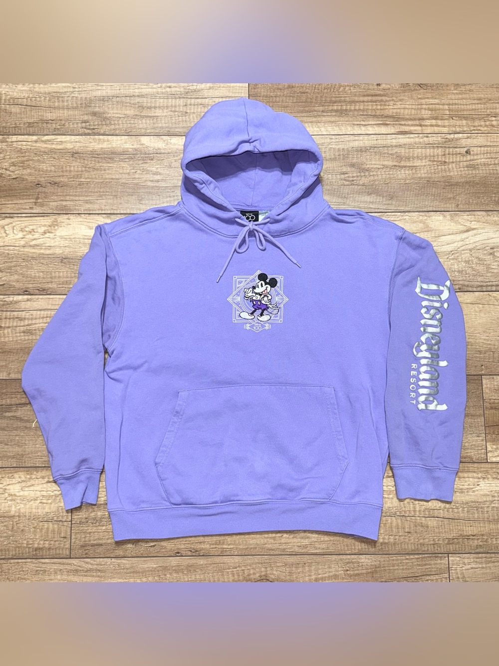 Disneyland 100 Years Of Wonder Purple Embroidered Puff Print Hoodie Womens M